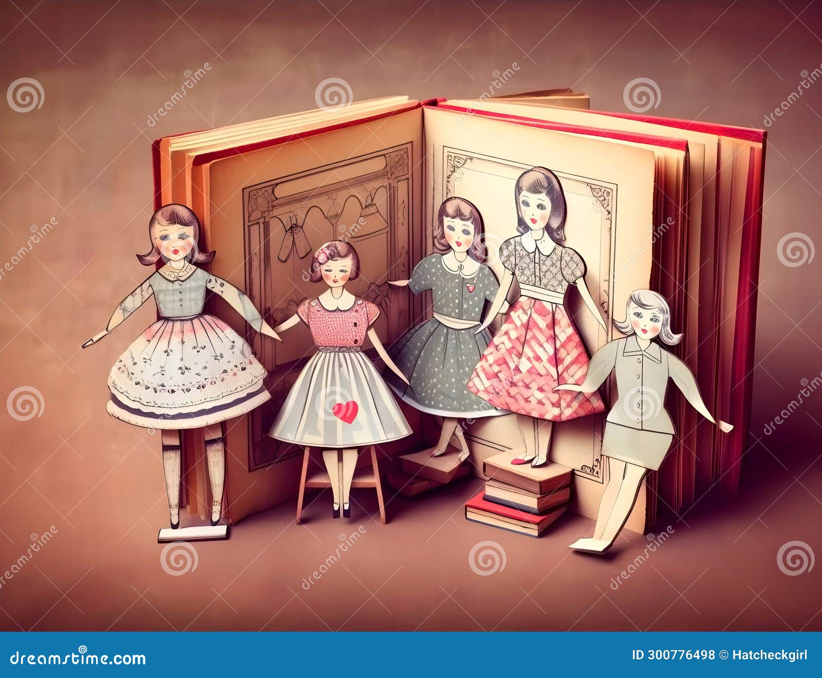 Paper doll book club stock photo. Image of library, cartoon 300776498