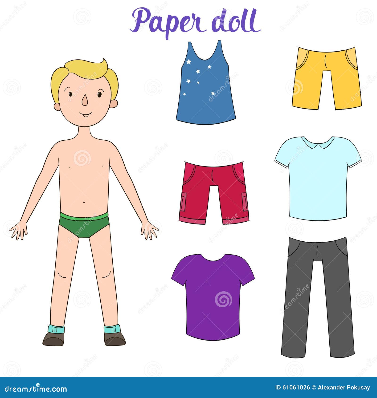 Paper Doll Boy And Clothes Vector Illustration Stock Vector - Image