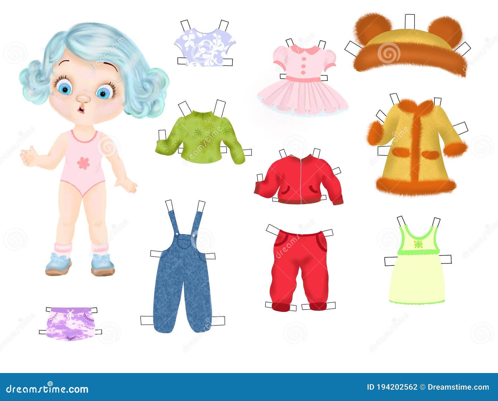 Paper doll with clothes stock illustration. Illustration of nice ...