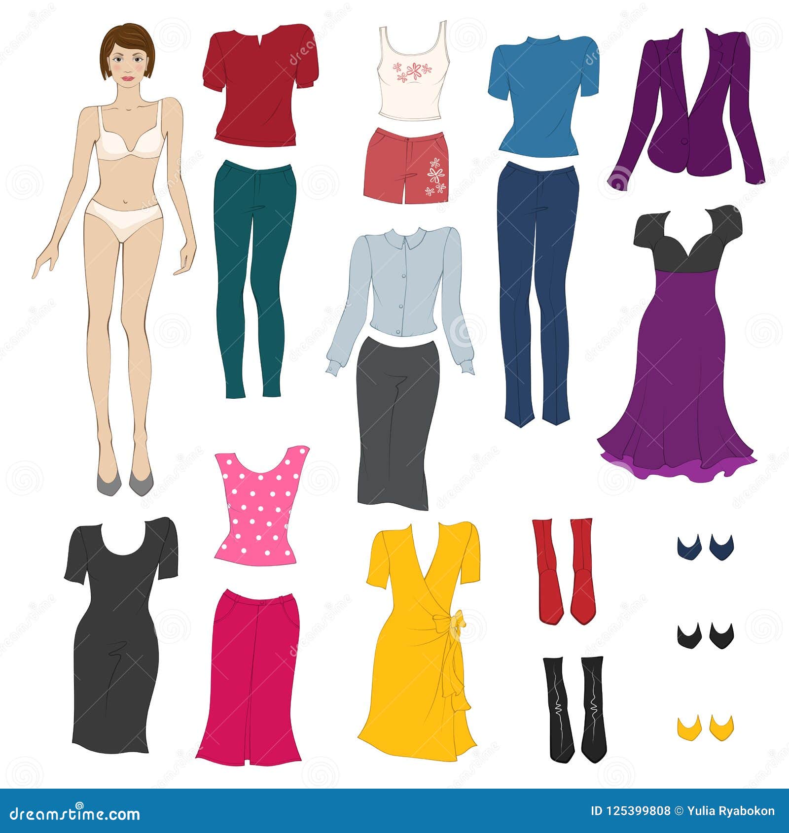 Paper doll with clothes stock illustration. Illustration of cutout ...
