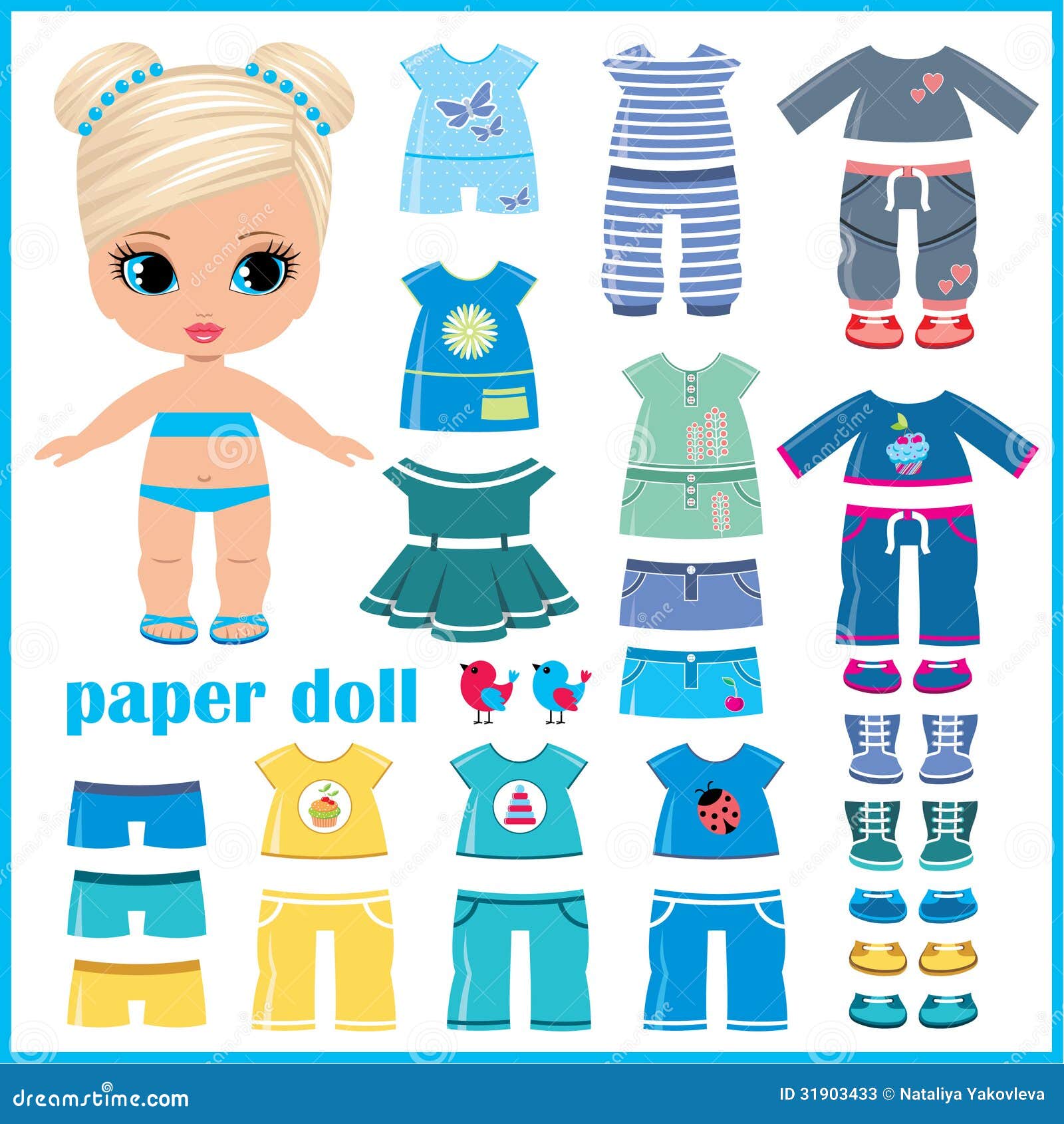 Printable Toca Boca Paper Doll Green Style / Dress up Doll / 