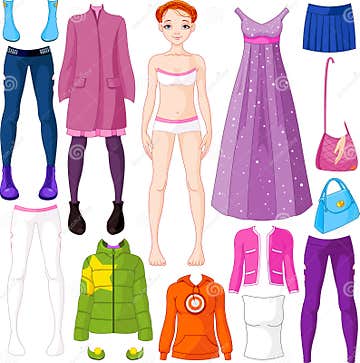 Paper doll with clothing stock vector. Illustration of casual - 28133512