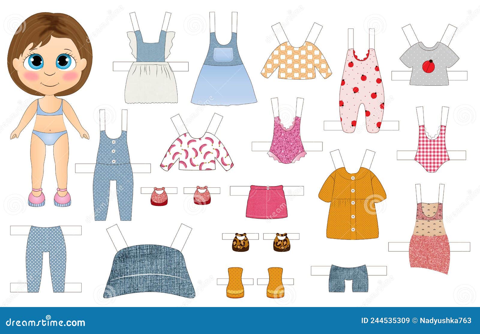 Paper Doll Cutout. Dress Me Up Toy Illustration. Stock Illustration ...
