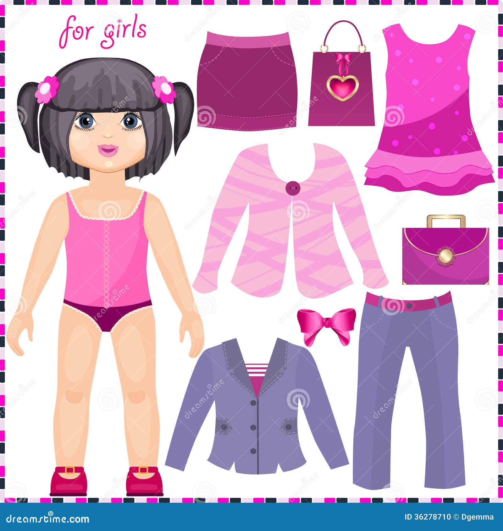 Printable Toca Boca Paper Doll Green Style / Dress up Doll /