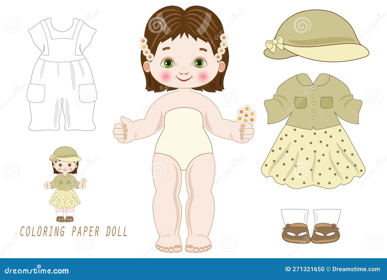 Paper Doll with Spring Dresses To Cut Out Stock Vector - Illustration of  font, nose: 271321650