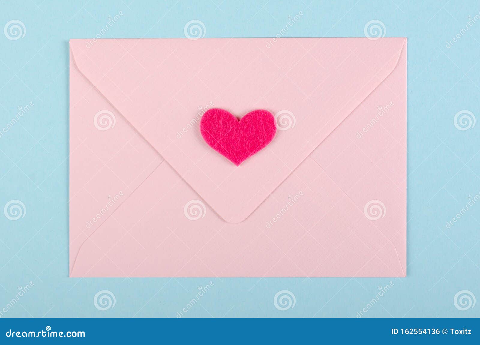 Paper Envelope with Red Heart Composition on Blue Background Stock Photo Image of copy, frame