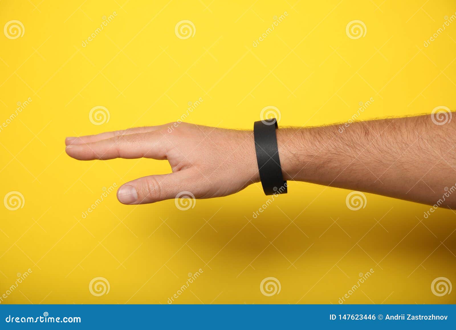 Download Paper Event Black Bracelet Mockup, Wristband Design. Identification Wrist, Adhesive Stock Photo ...