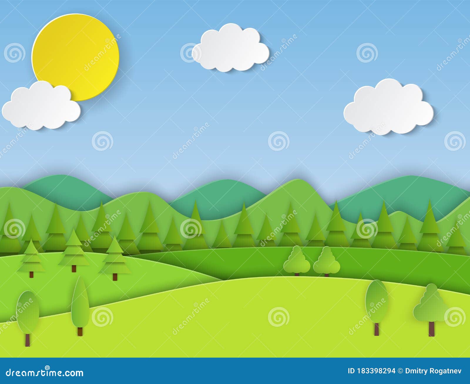 Paper field landscape. stock vector. Illustration of landscape - 183398294