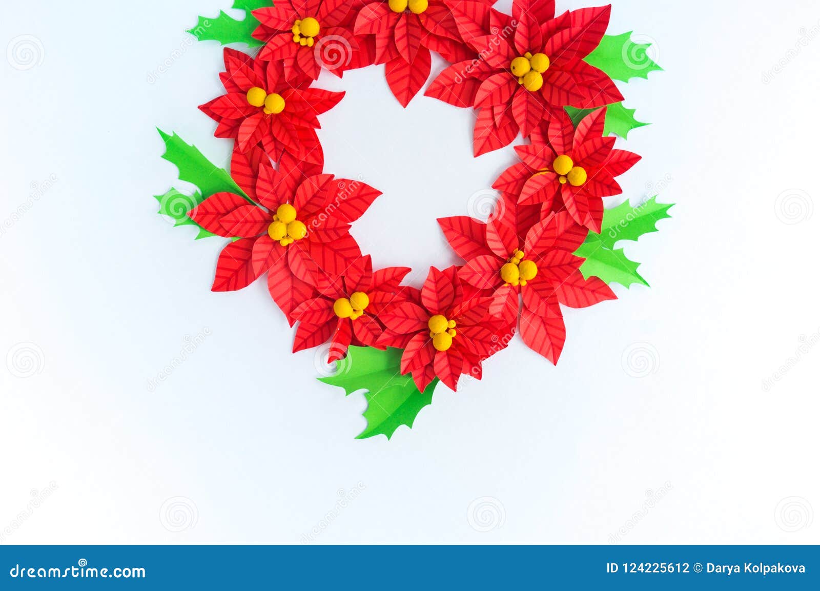 Download Paper Flower Poinsettia And Leaves Holly Stock Image of creative ornament