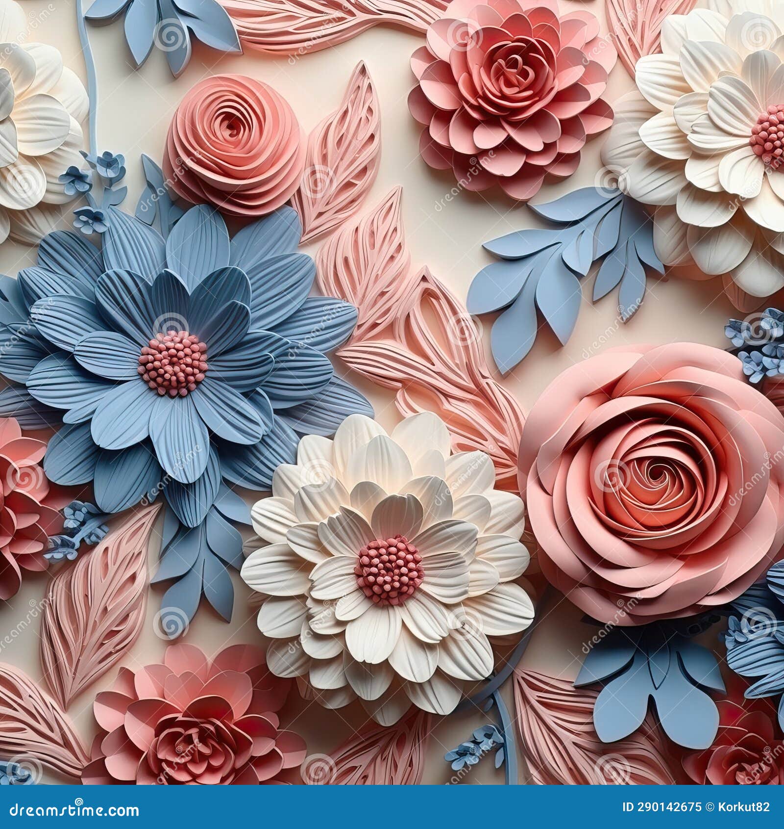 Paper flowers background stock illustration. Illustration of vector