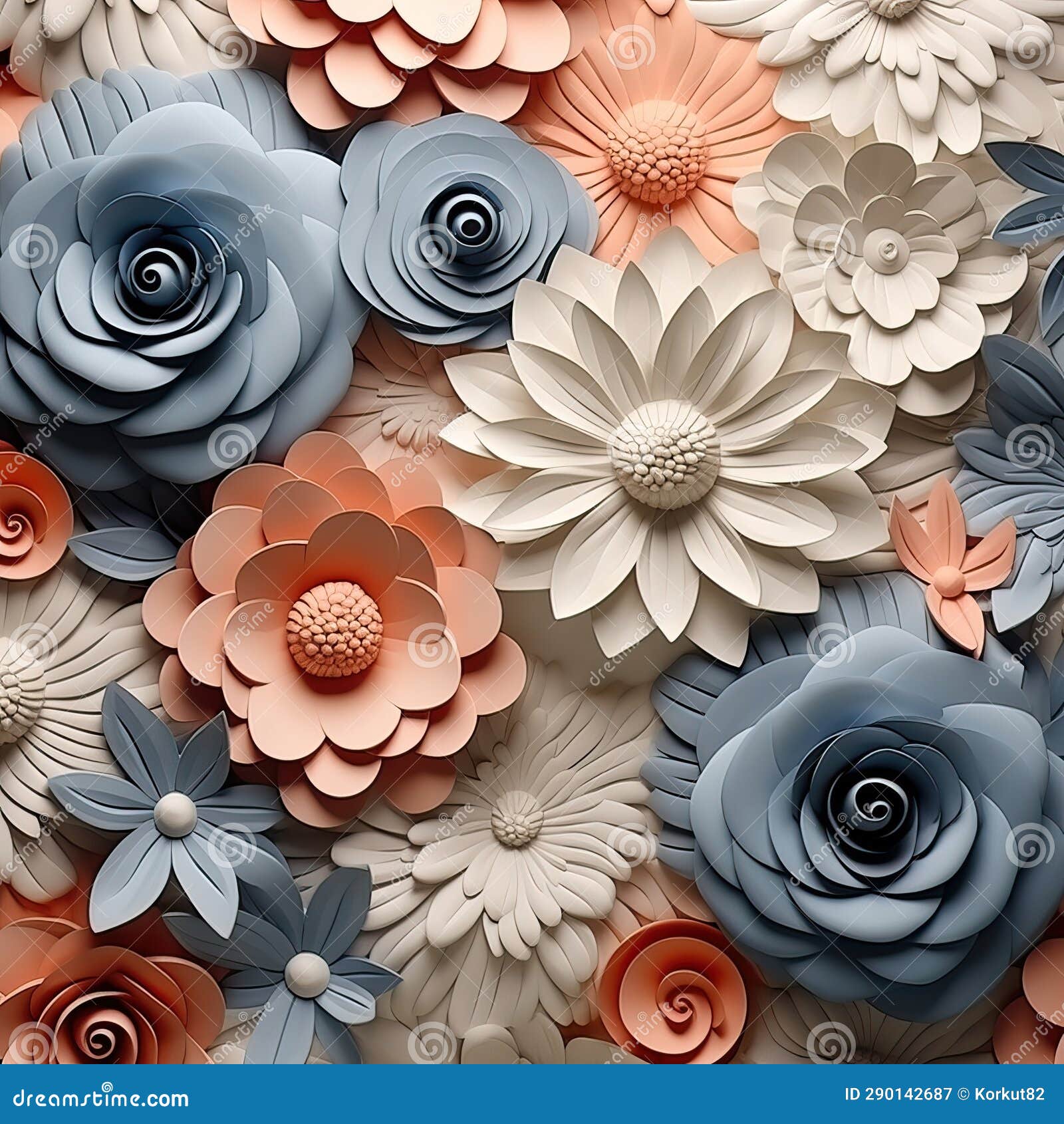 Paper flowers background stock illustration. Illustration of pattern