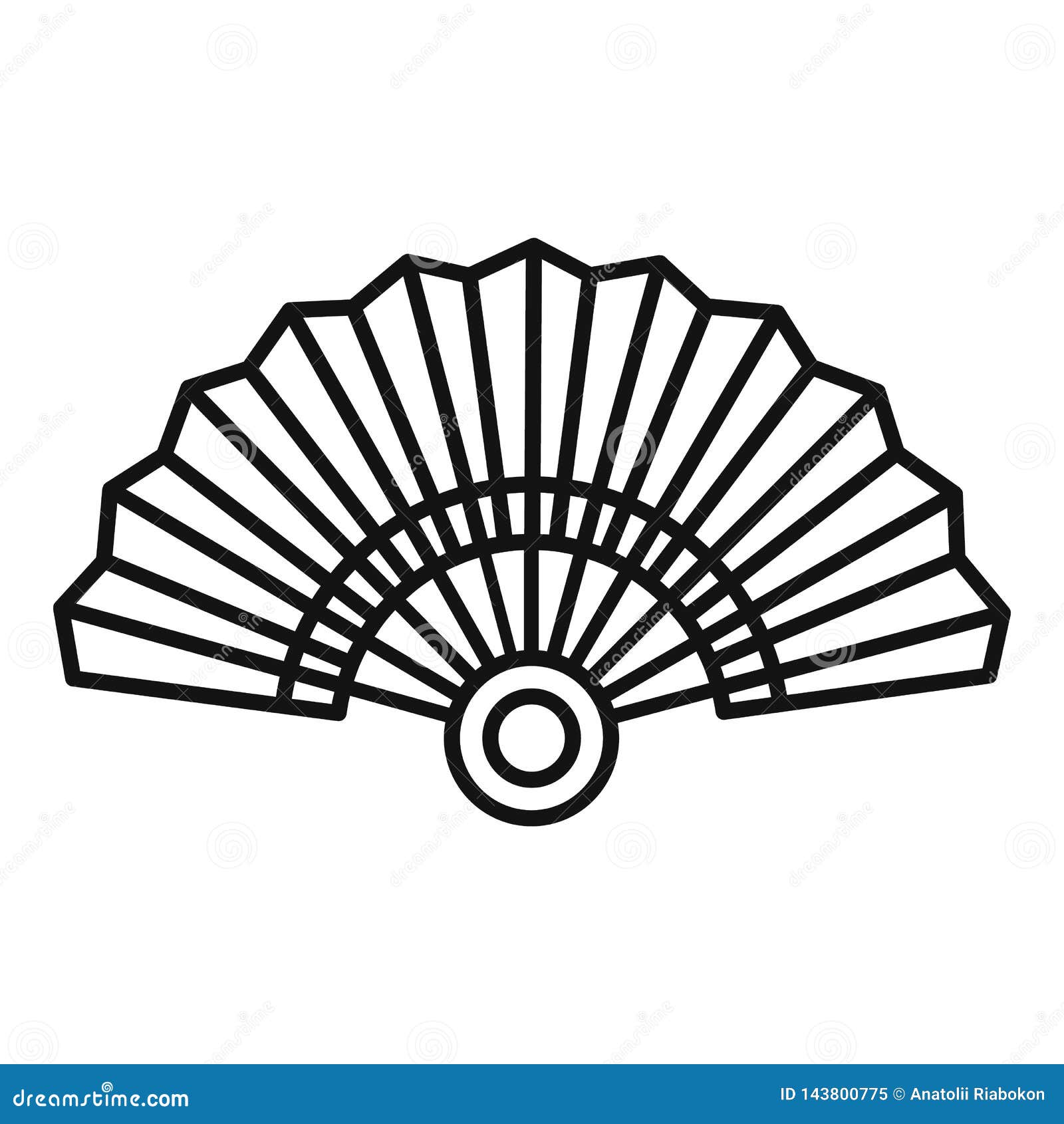 Paper Hand Fan Icon, Outline Style Stock Vector Illustration of asian
