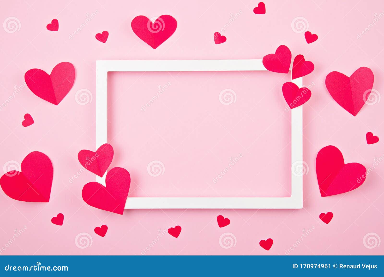 Paper Hearts and White Frame Over the Pink Pastel Background. Love, Sainte  Valentine, Mother S Day, Birthday Greeting Cards, Stock Image - Image of  color, romantic: 170974961