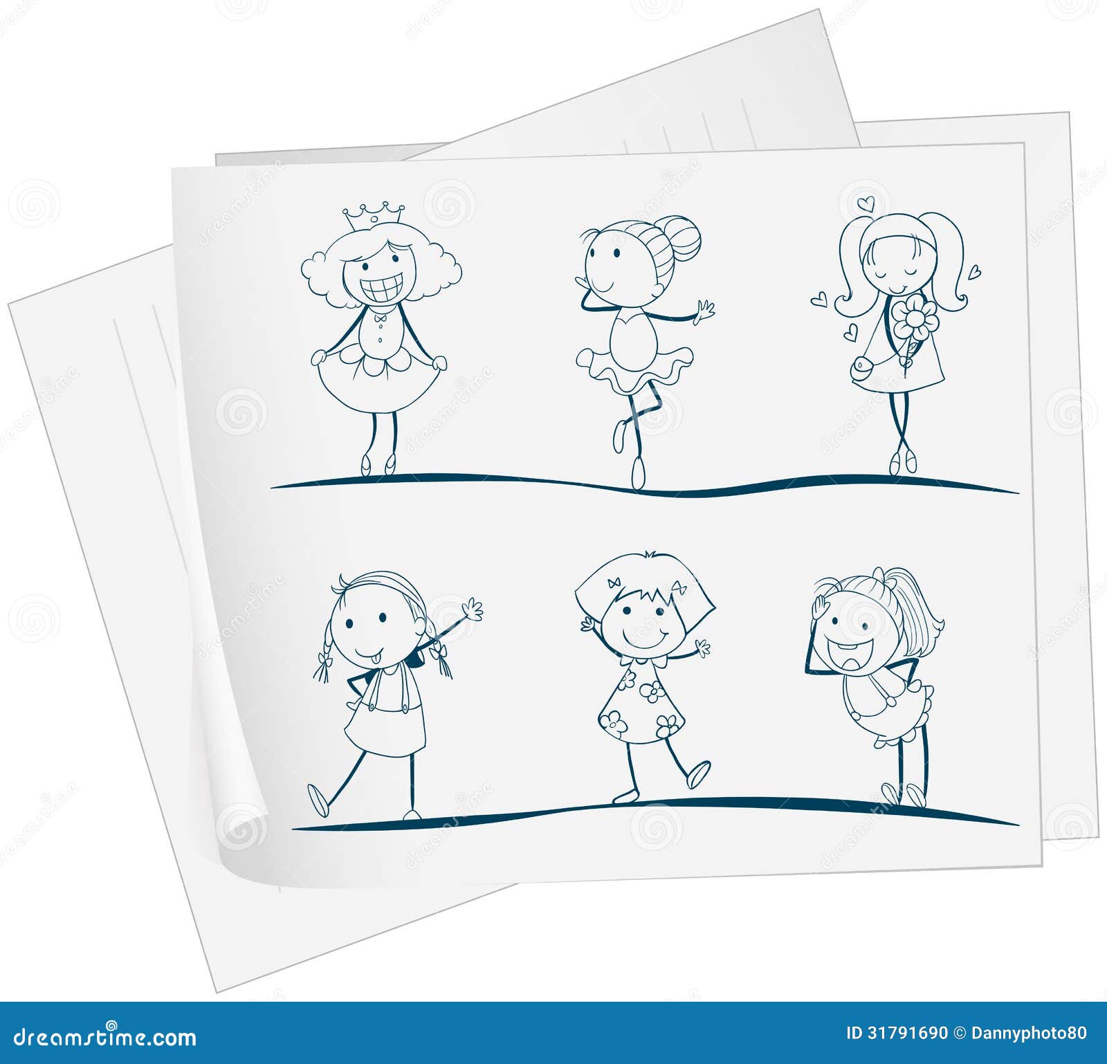 A Paper with an Image of Six Girls in Different Positions Stock Vector -  Illustration of isolated, girl: 31791690