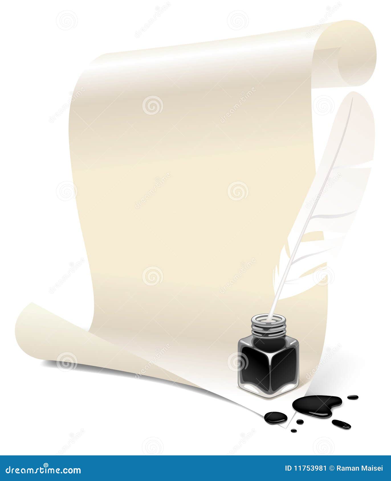paper with an inkwell and feather