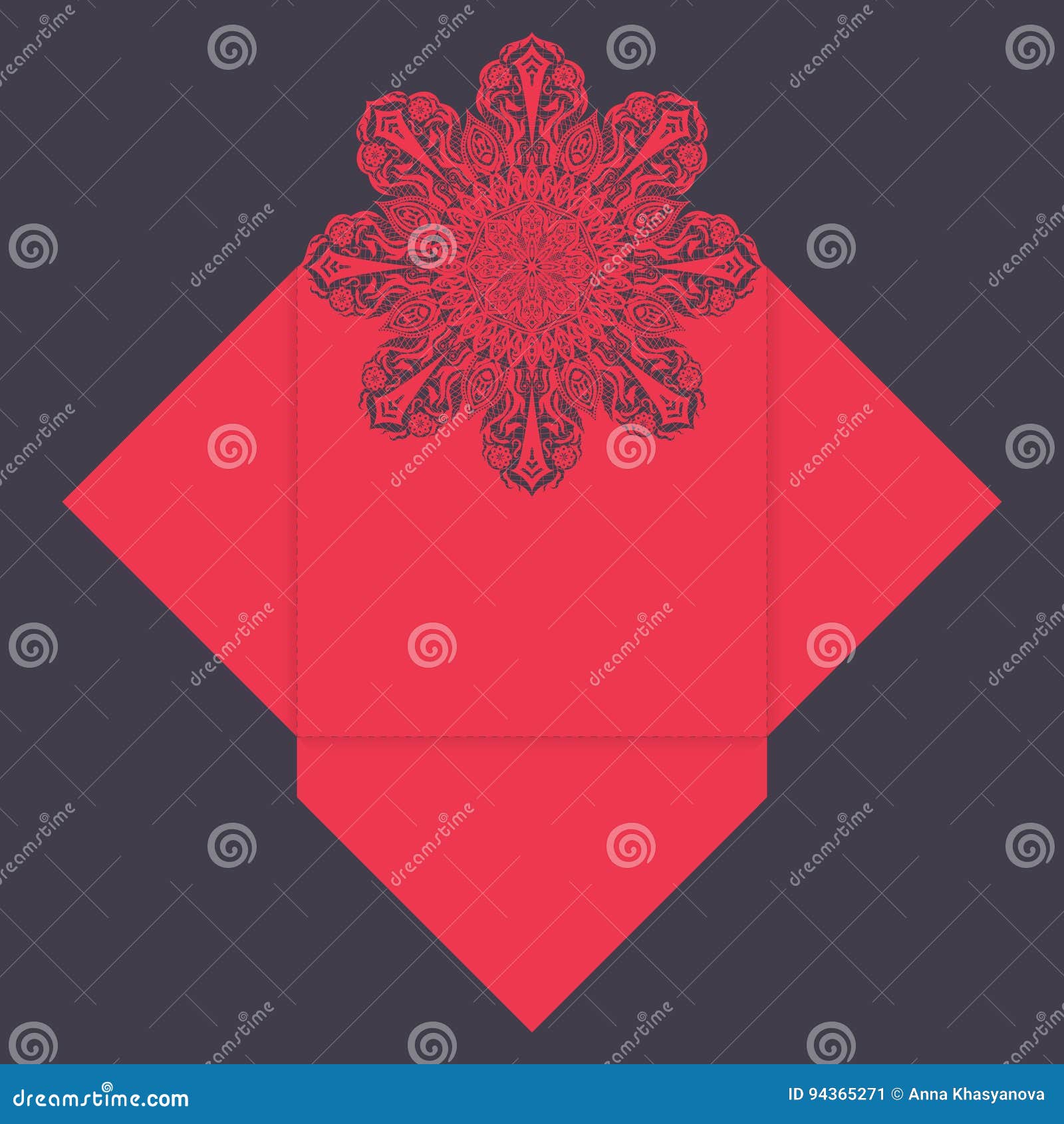 Paper Lace Envelope Template, Mockup for Laser Cutting. Stock