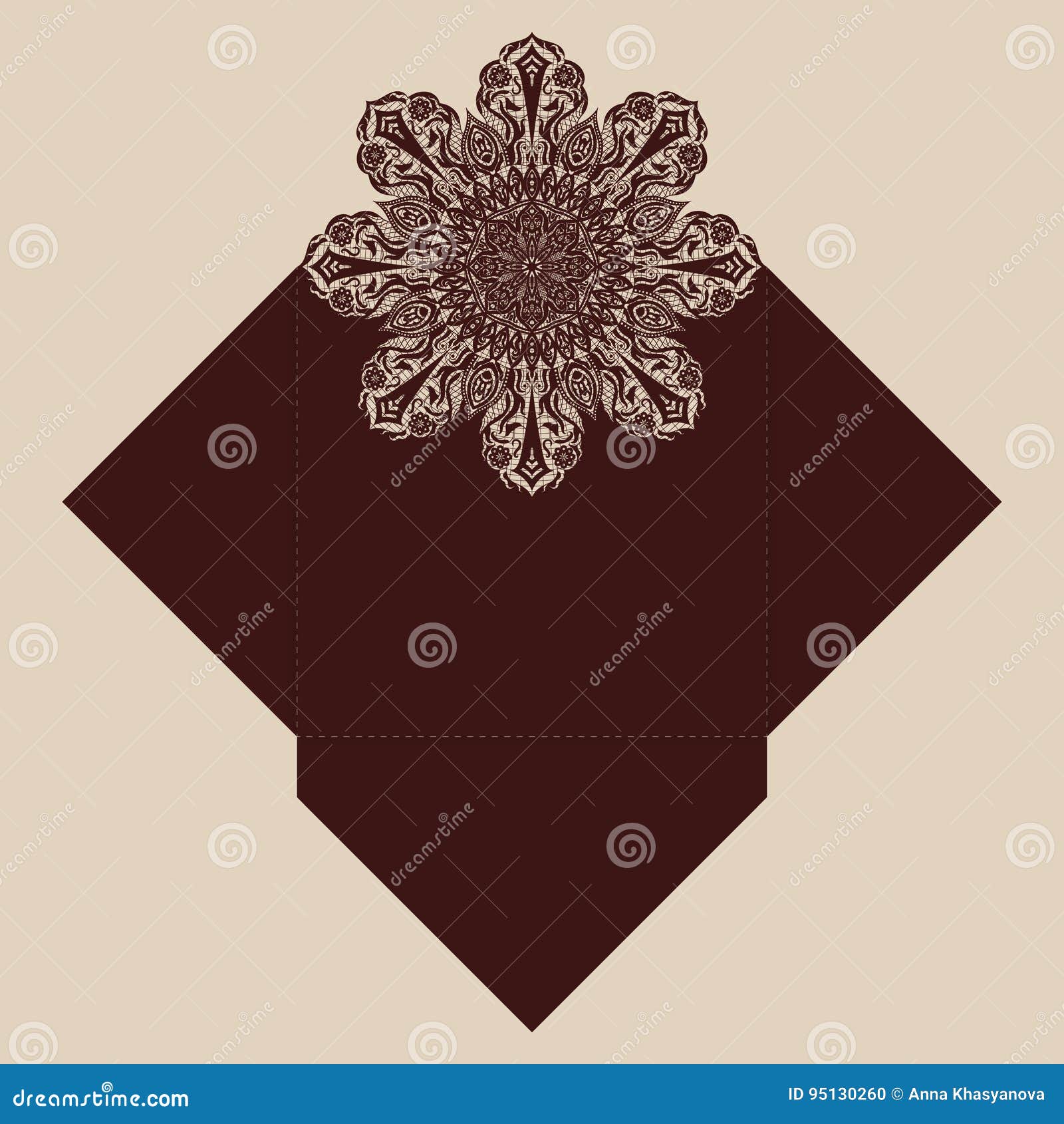 Paper Lace Envelope Template, Mockup for Laser Cutting. Stock