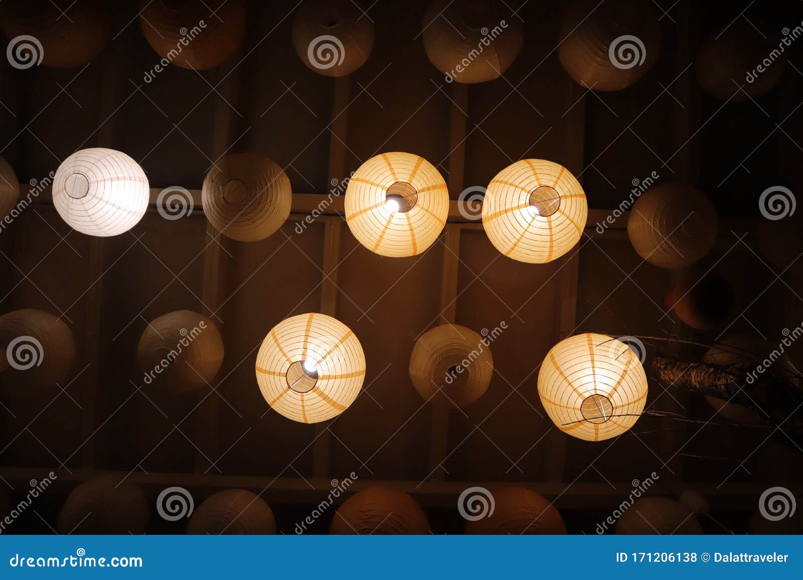 Paper lantern on ceiling stock photo. Image of colorful 171206138