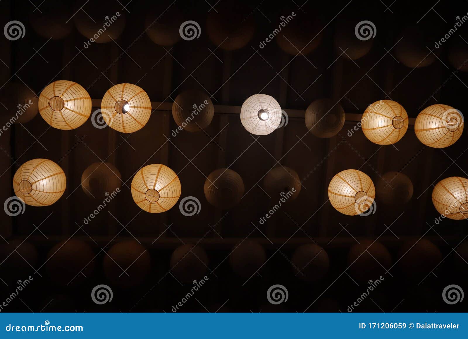 Paper lantern on ceiling stock image. Image of design 171206059