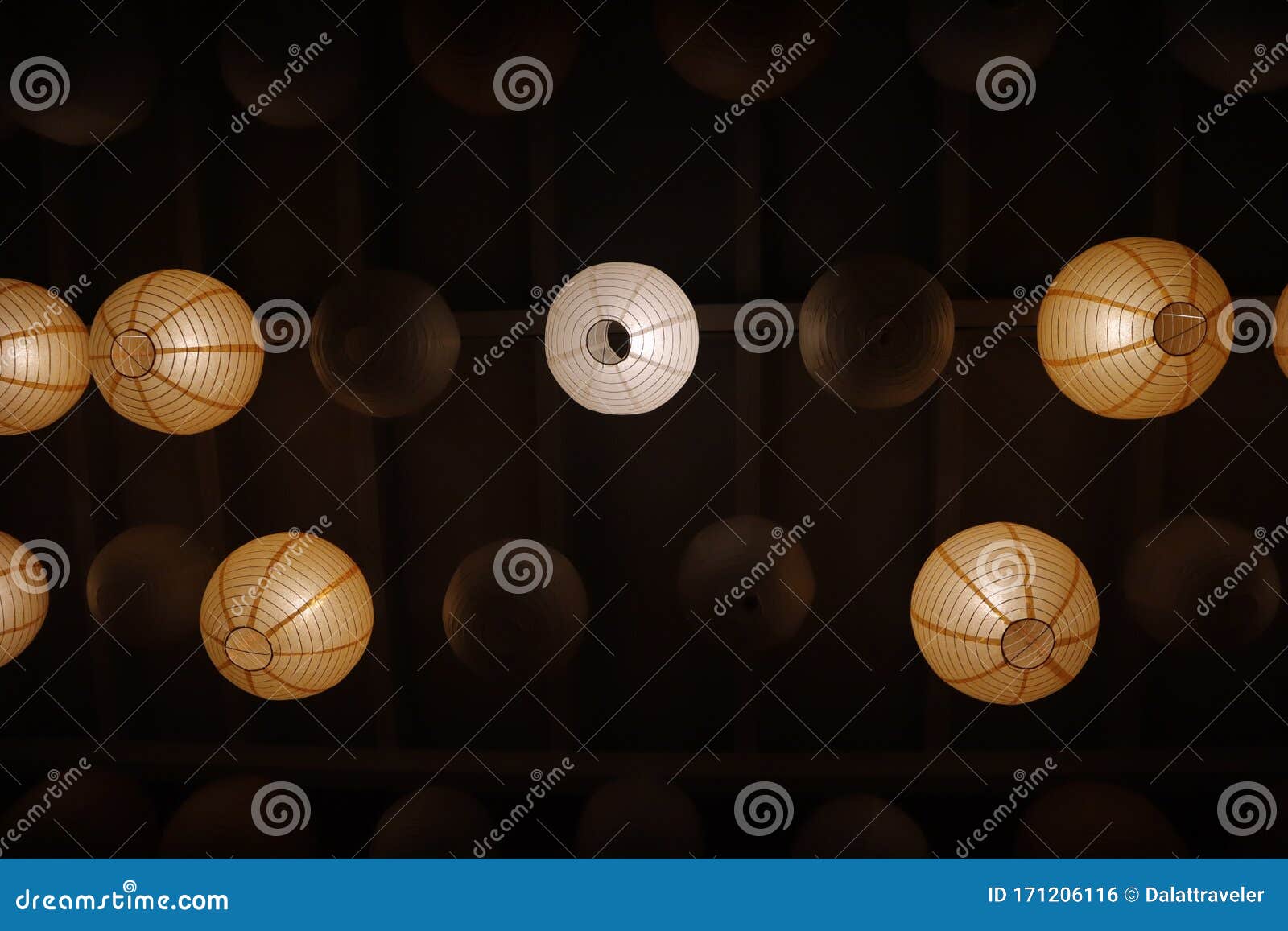 Paper lantern on ceiling stock photo. Image of bubble 171206116