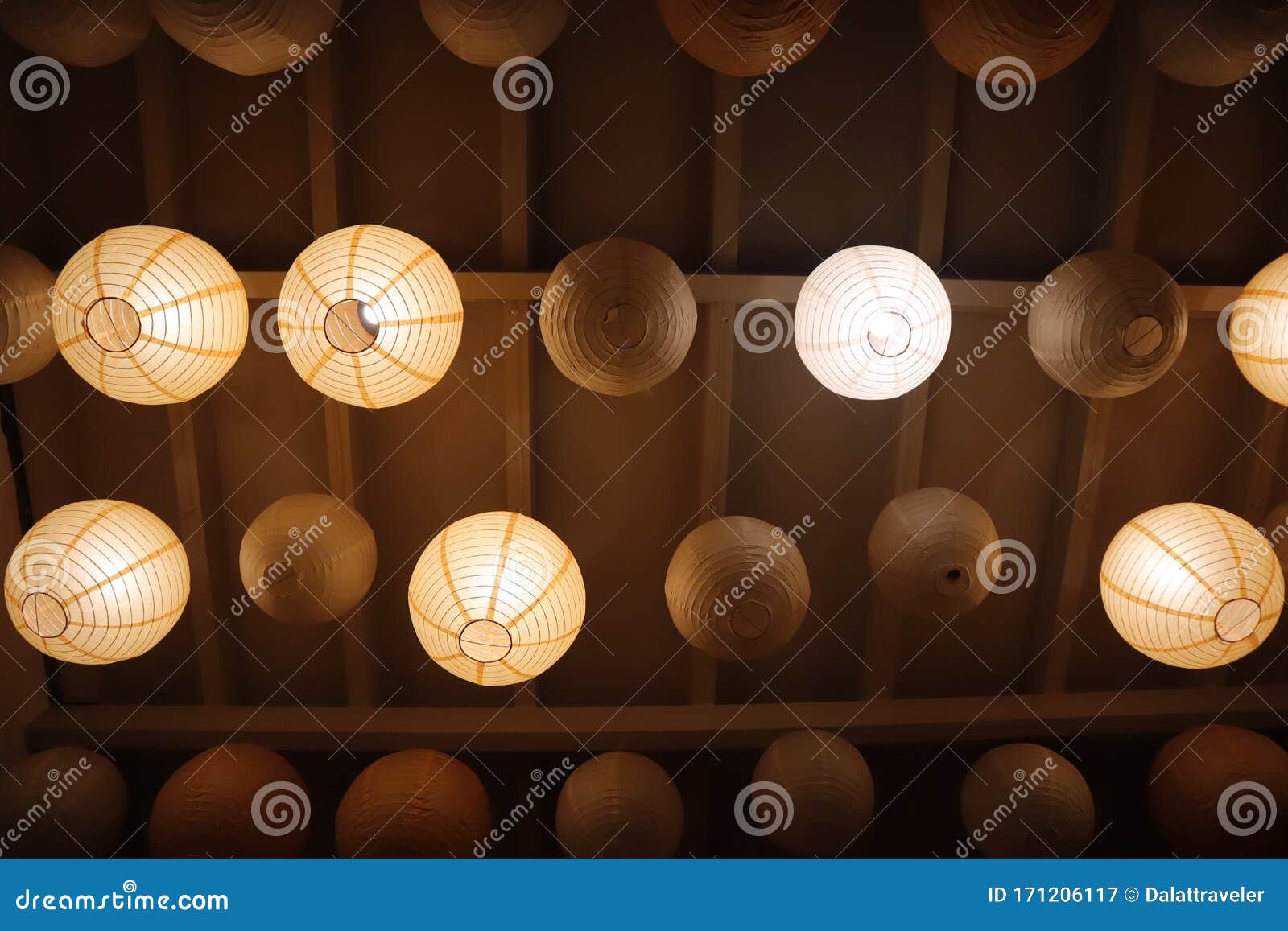 Paper lantern on ceiling stock image. Image of design 171206117