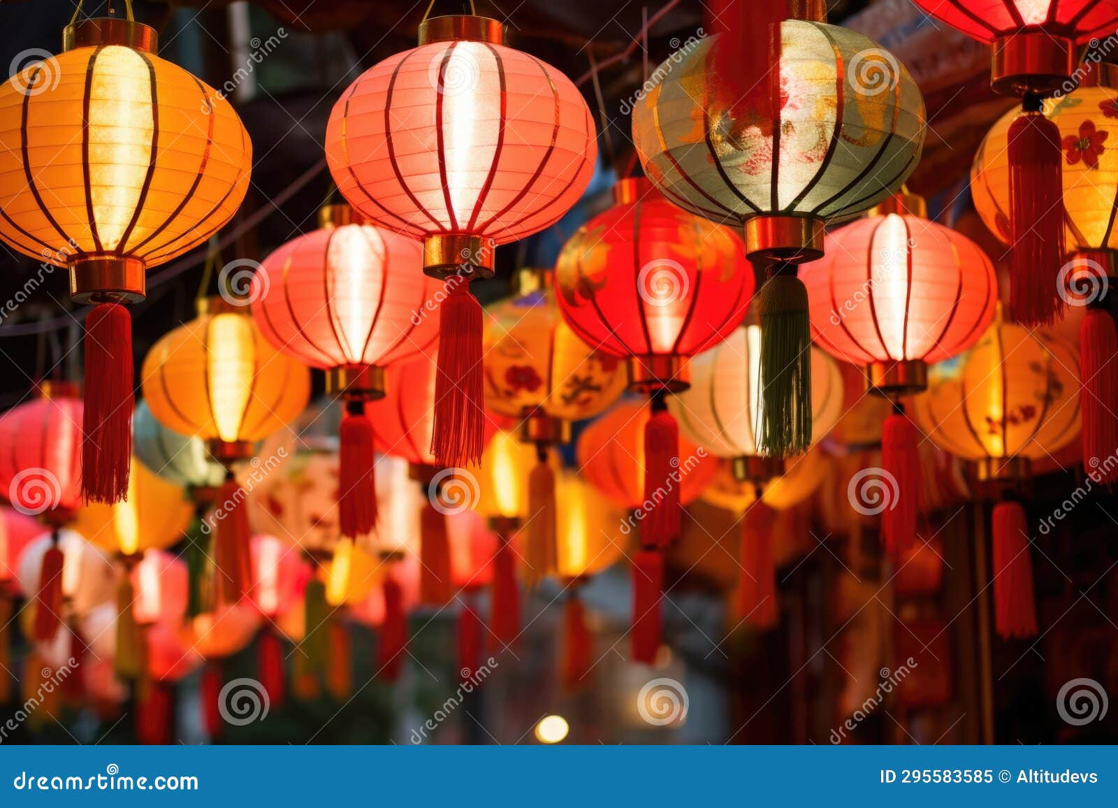 Paper Lanterns Used for Birthdays in Chinese Tradition Stock