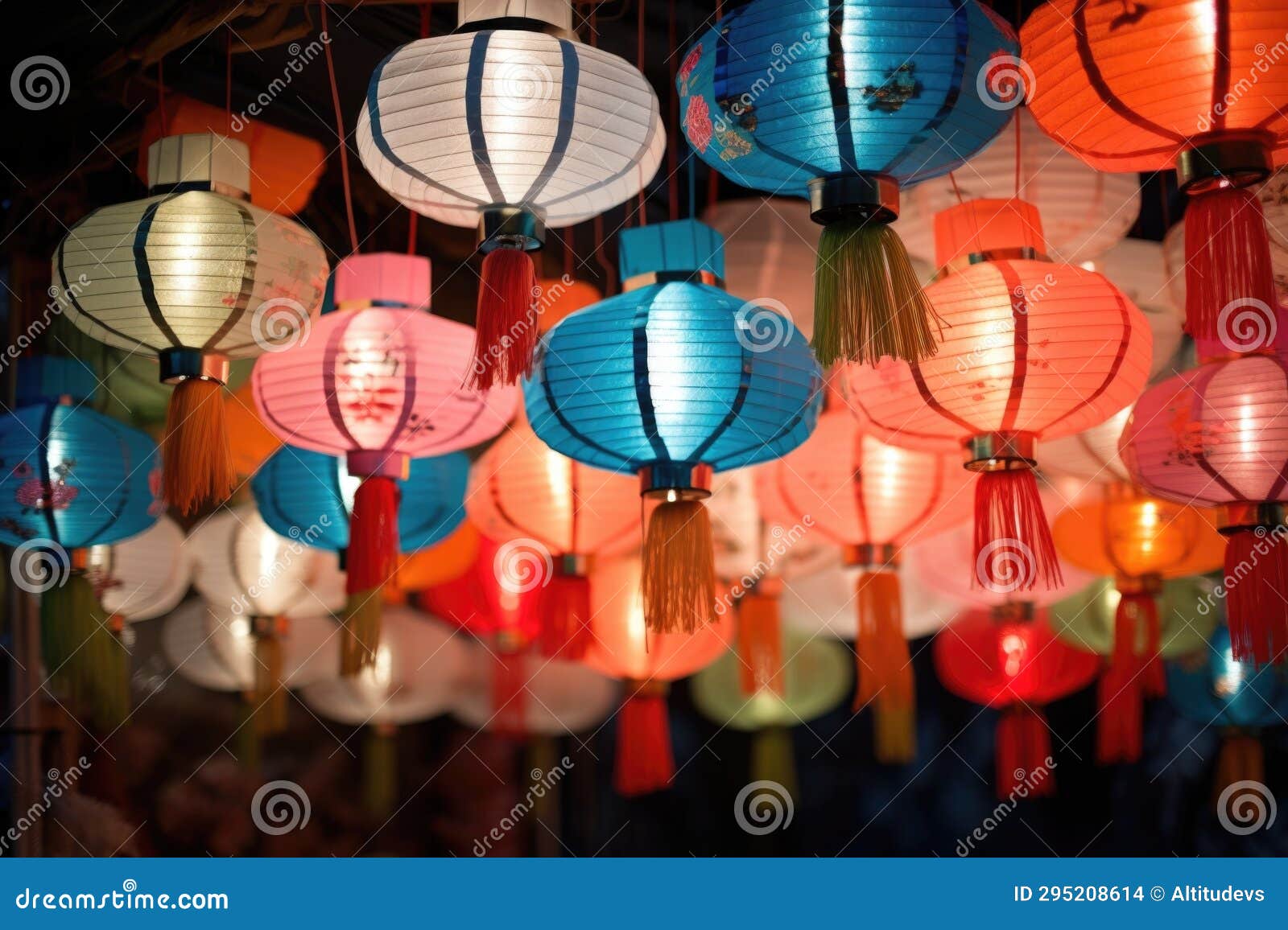 Paper Lanterns Used for Birthdays in Chinese Tradition Stock Photo