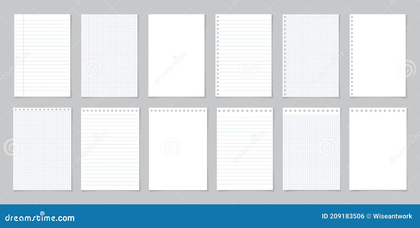 Paper with Line and Grid. Page of School Notebook. White Sheet for Note