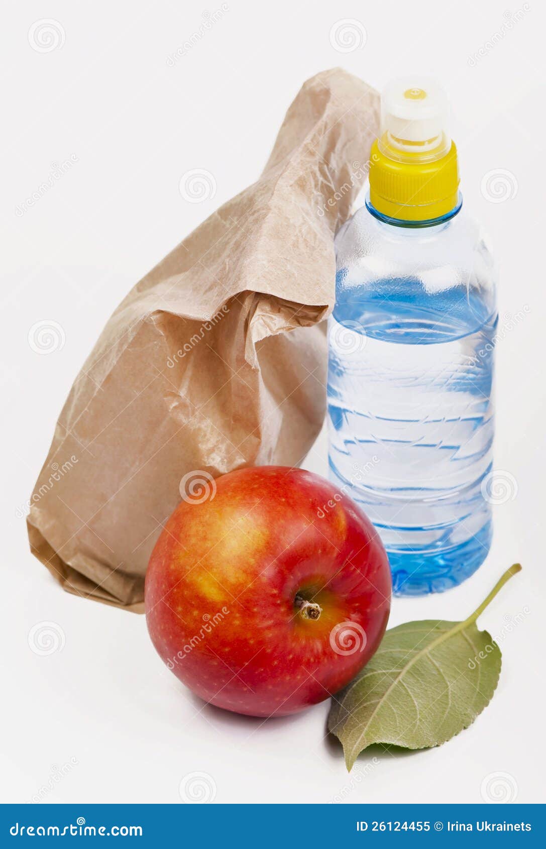 Paper Lunch Bag With Red Apple Stock Image Image of rolls, healthy