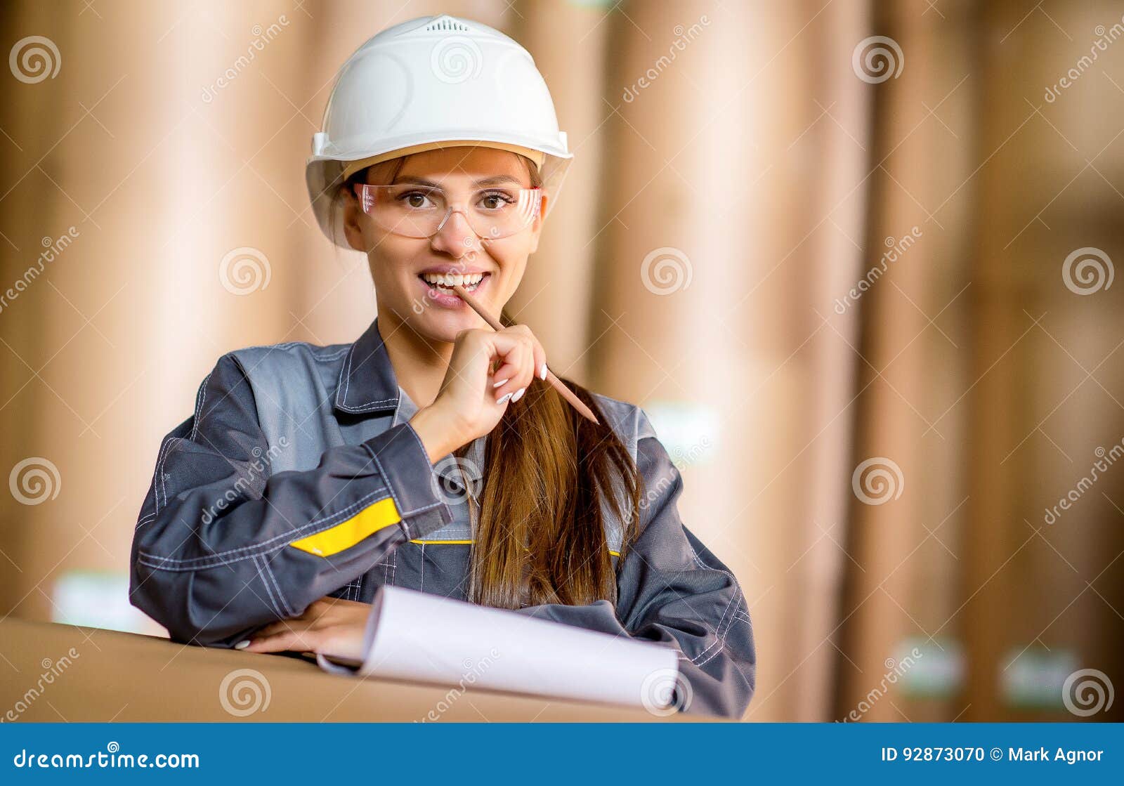Paper mill factory worker stock photo. Image of pack 92873070