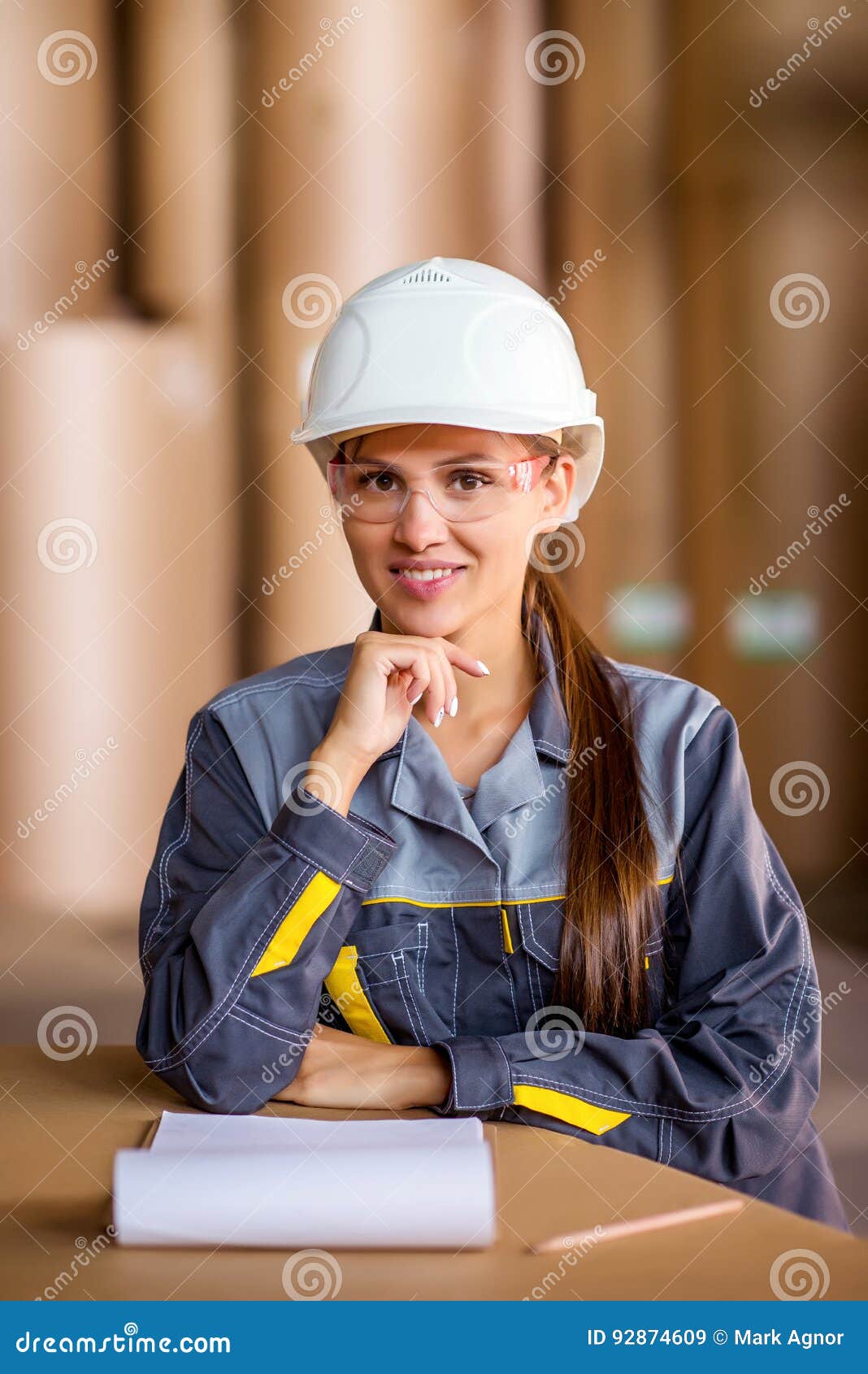 Paper mill factory worker stock image. Image of roll 92874609