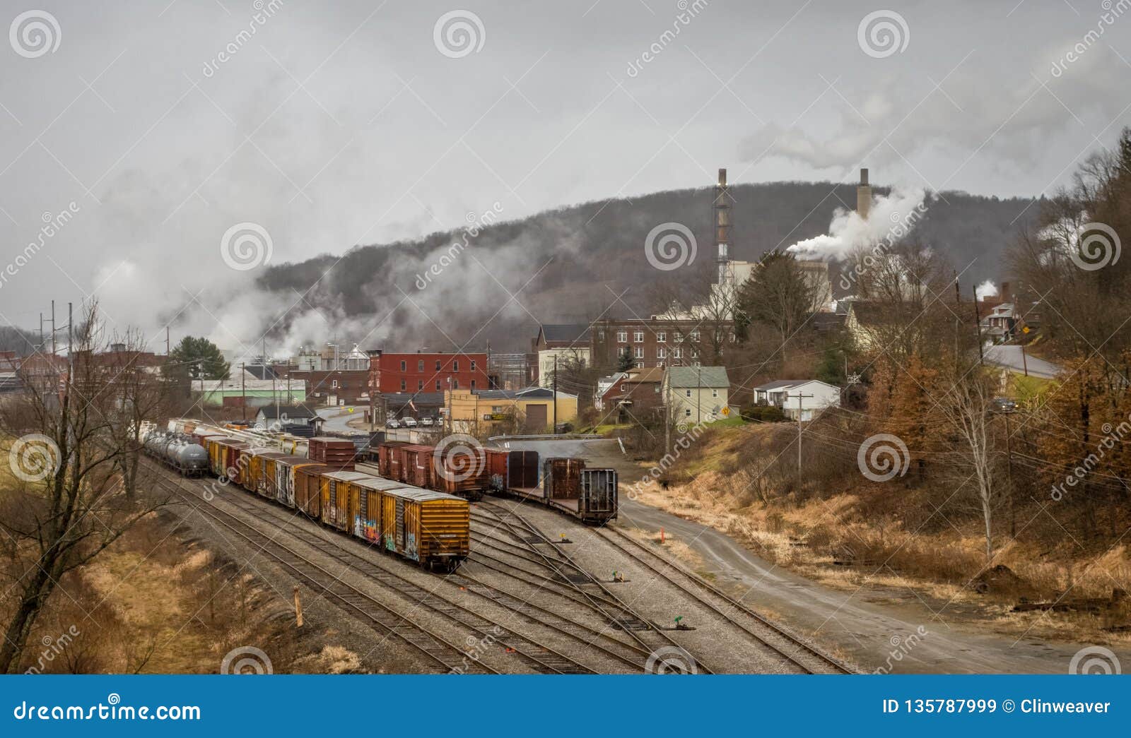 Paper Mill Town and Railroad Stock Image Image of destination, system