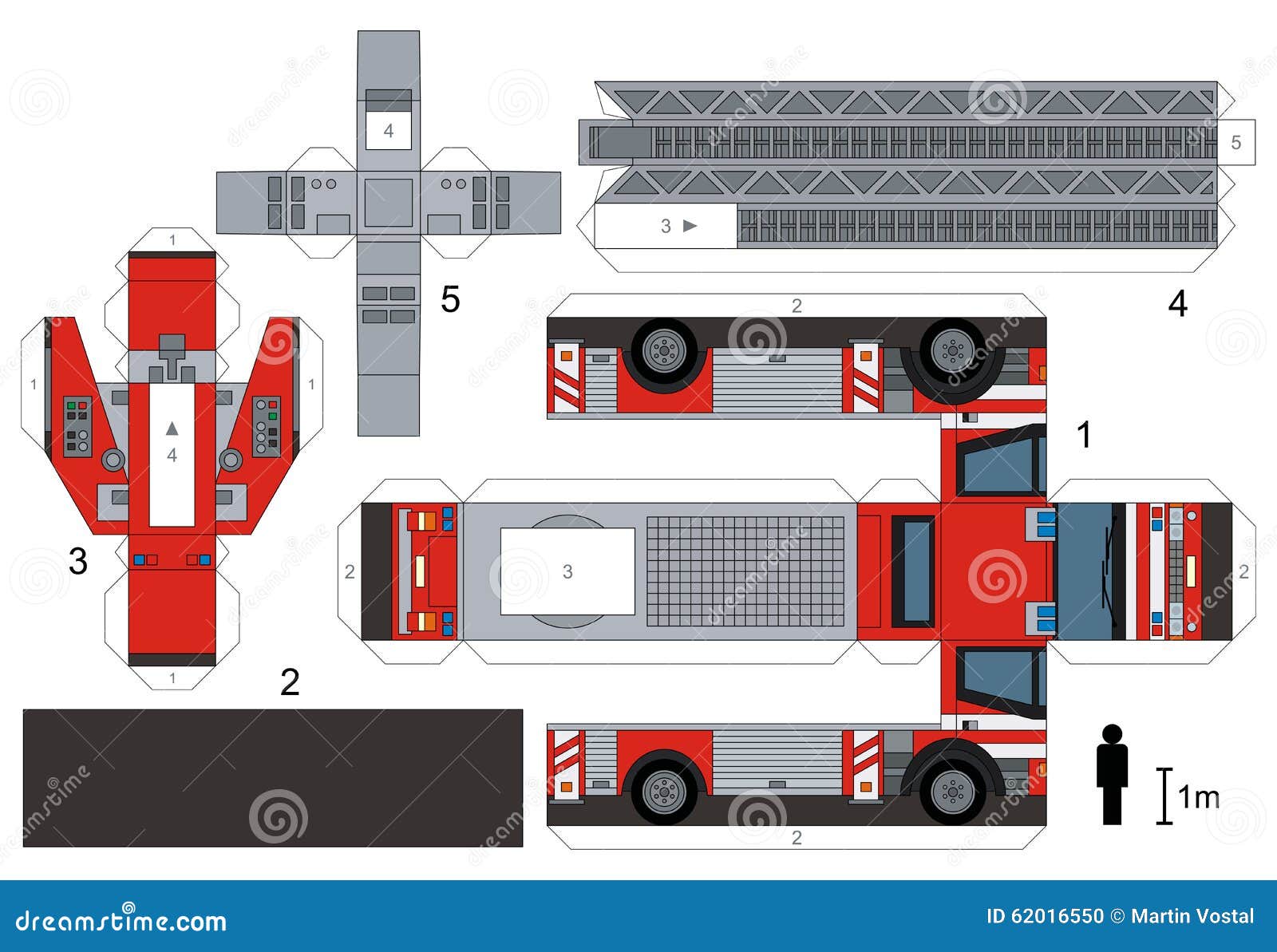  Paper  Model  Of A Fire Truck  Stock Vector Illustration of 