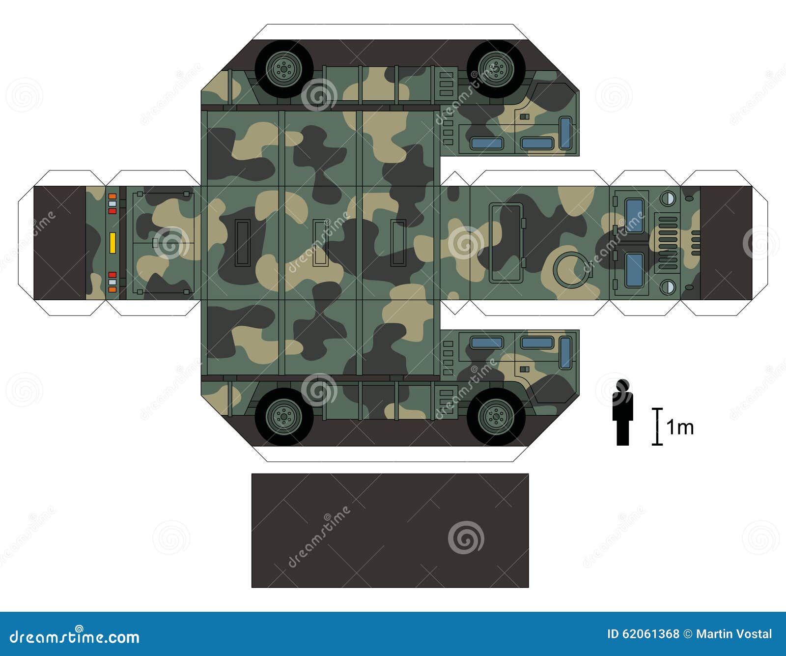 Paper Model Of A Military Truck Stock Vector 