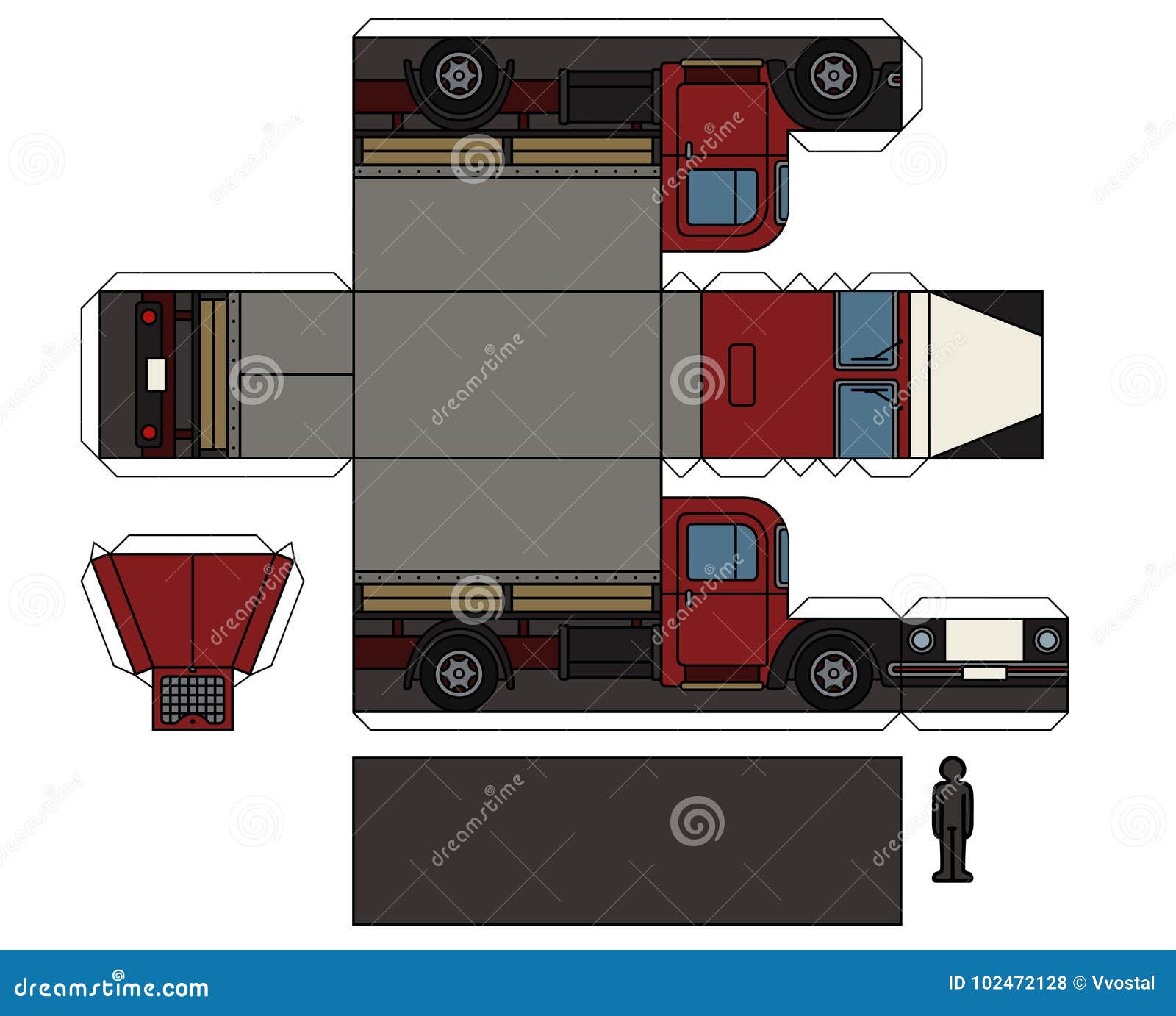 Paper Model Of An Old Truck Stock Vector Illustration Of