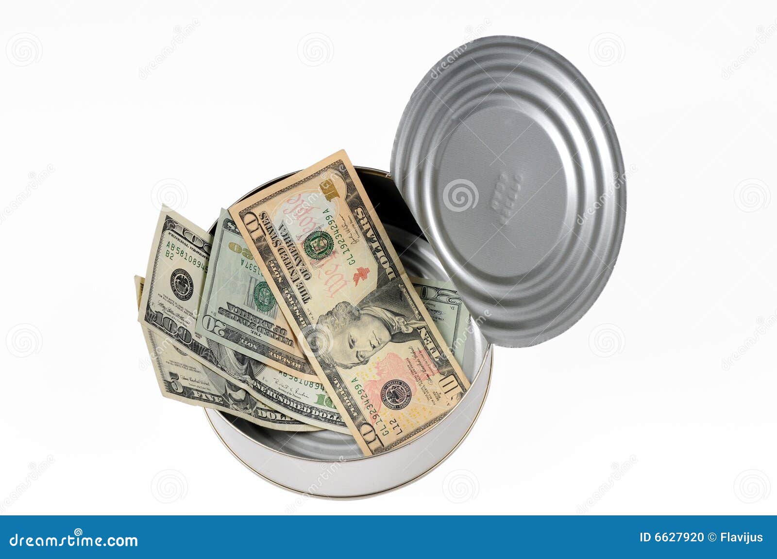 Paper money in can stock photo. Image of sharp, bank, security - 6627920