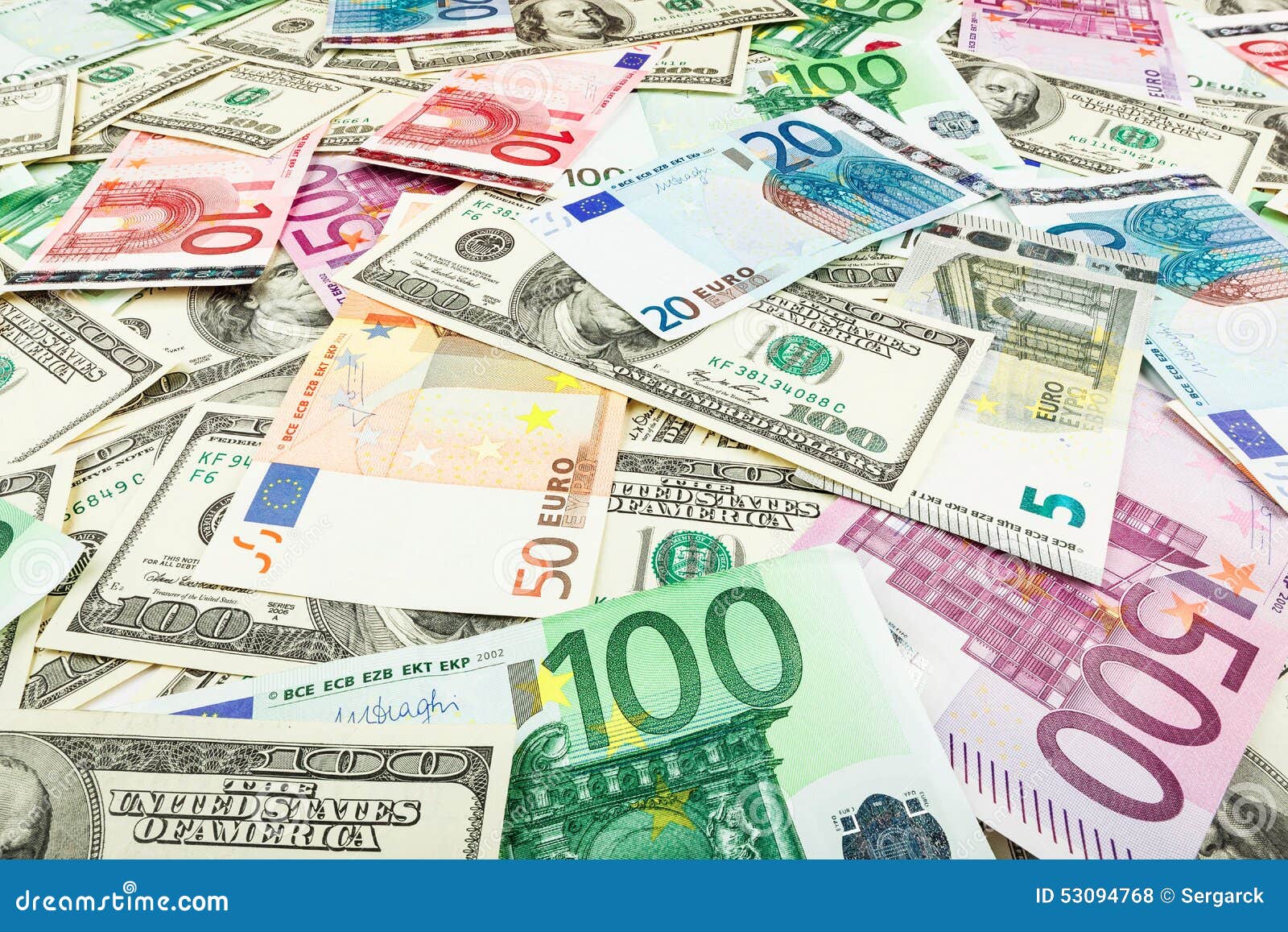 paper money euro and dolar. background of banknotes