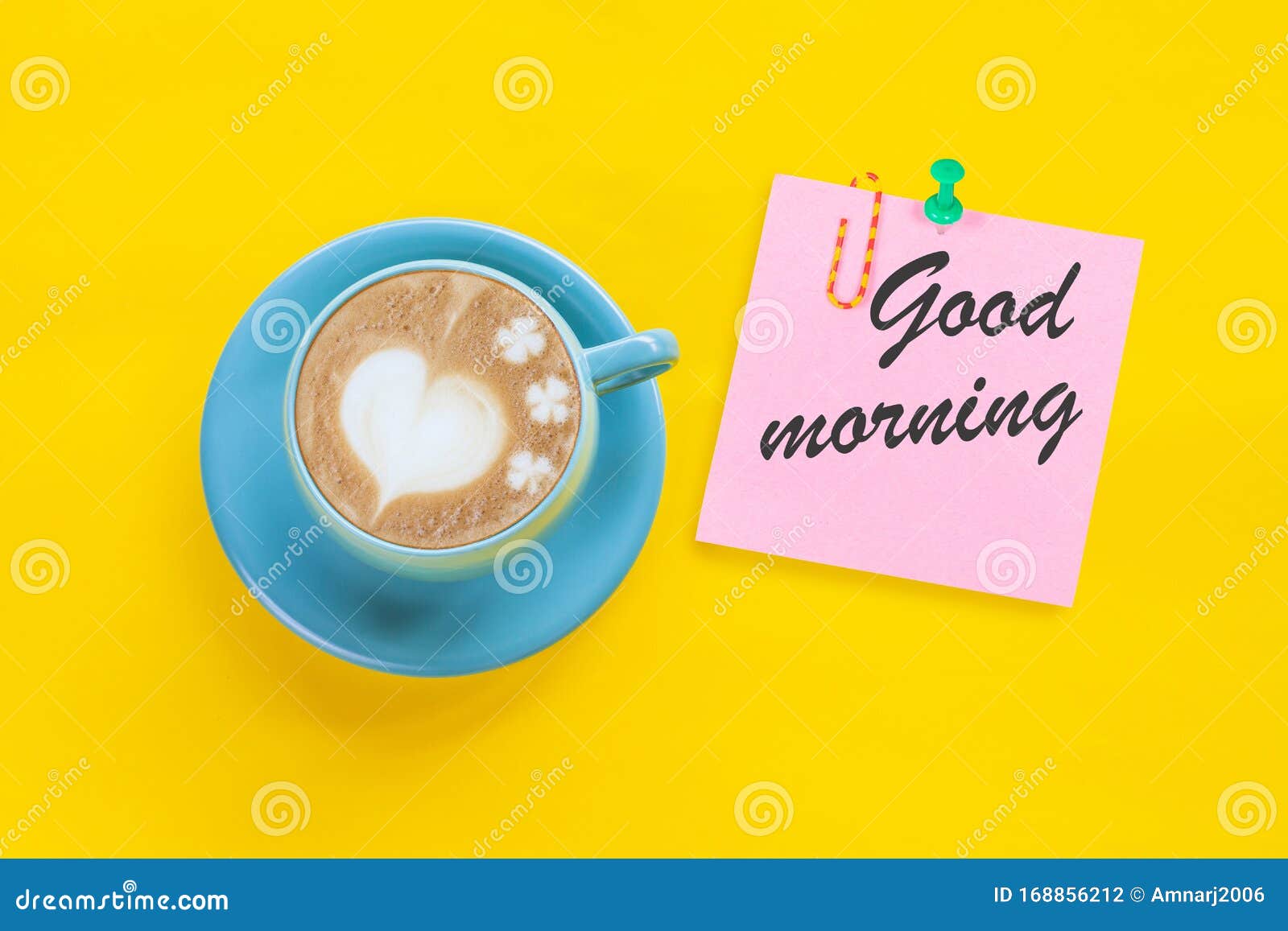 Paper Note with Good Morning Text and Hot Coffee Latte Art Heart ...