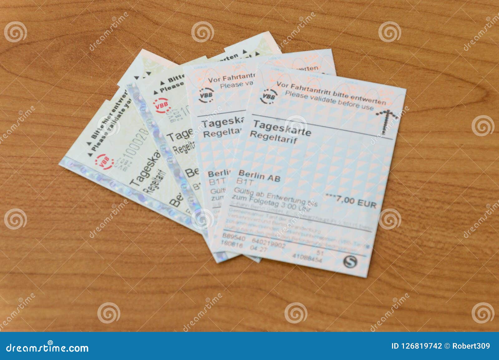 Paper One Day Ticket of Berlin Public Transport on Wooden Table. Berlin