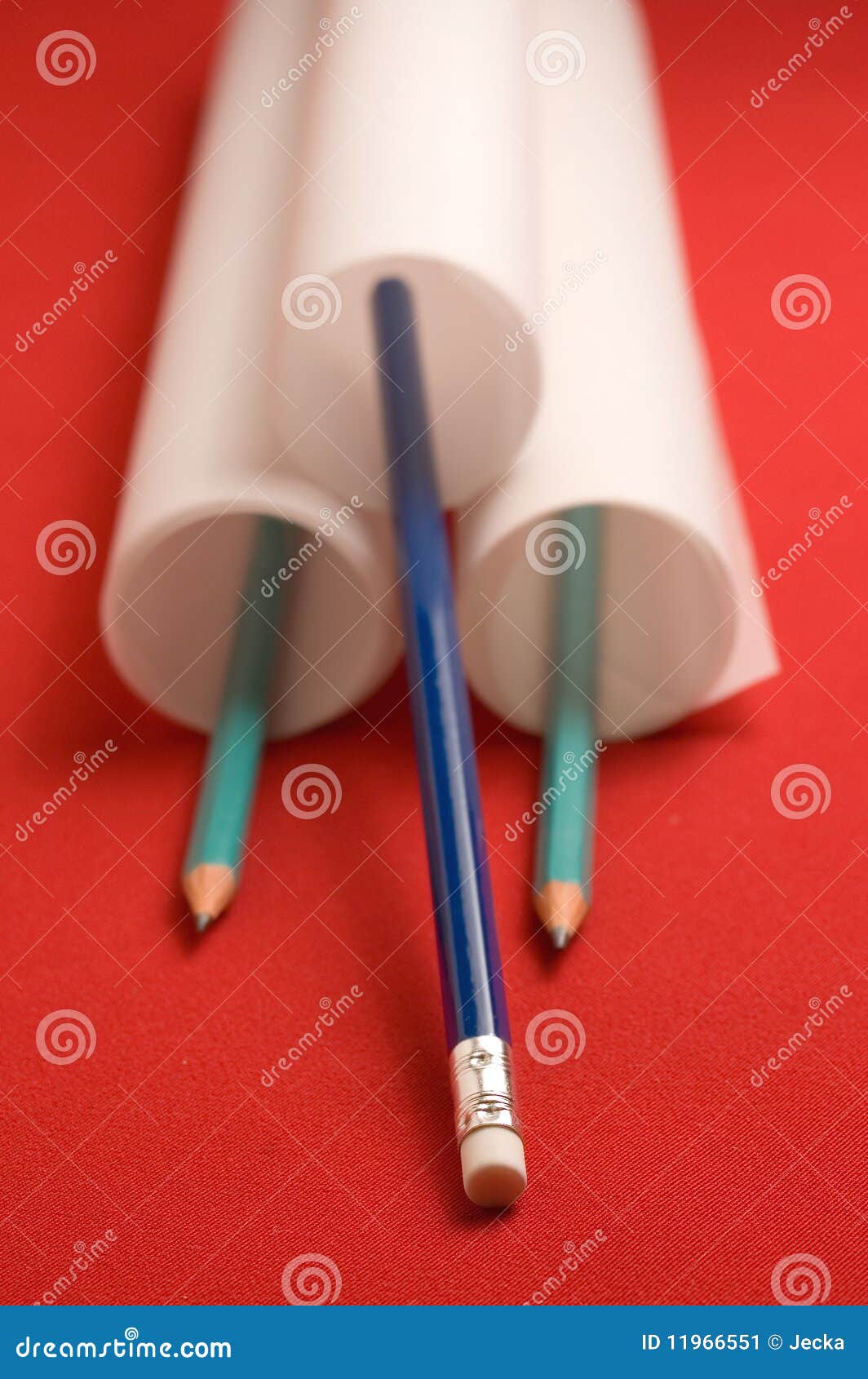Paper and pencils stock image. Image of scroll, designer 11966551