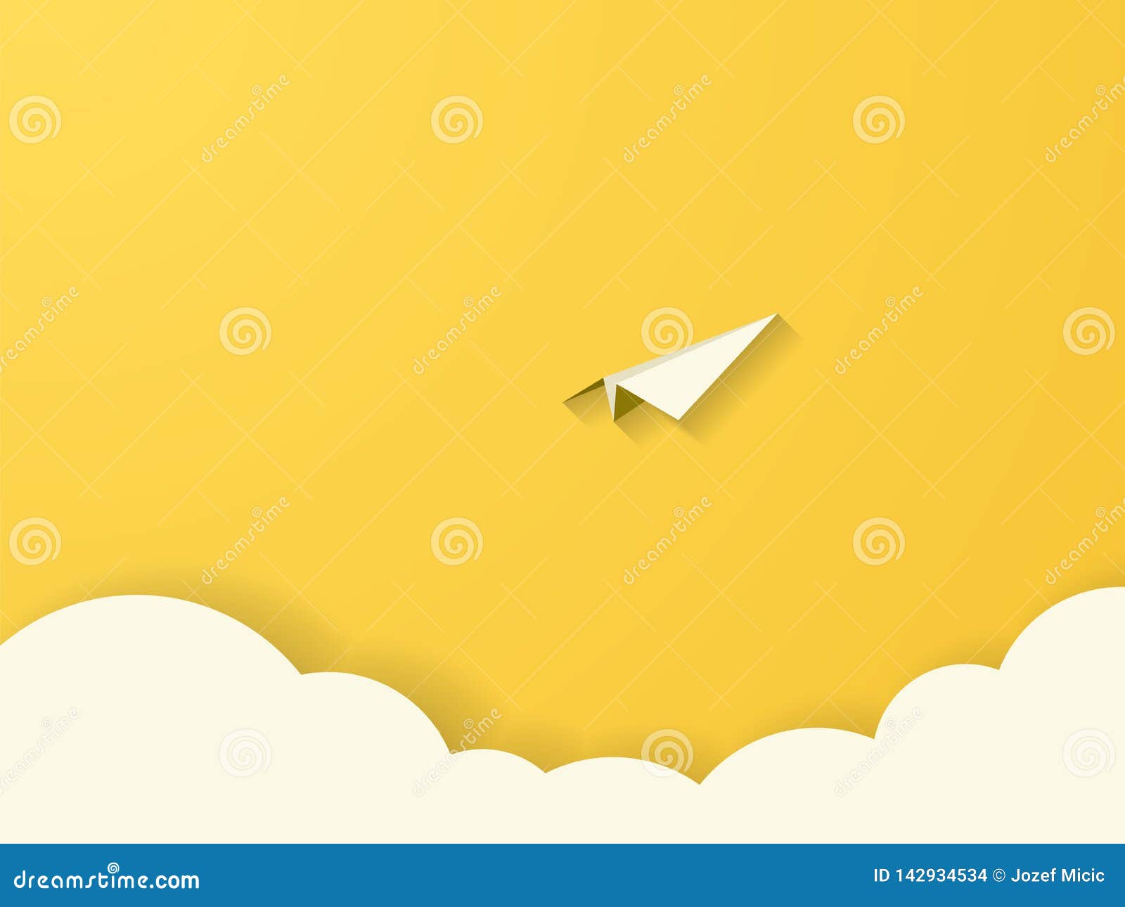 paper plane above clouds  concept. paper layers cutout  style.  of freedom, adventure, voyage, mission