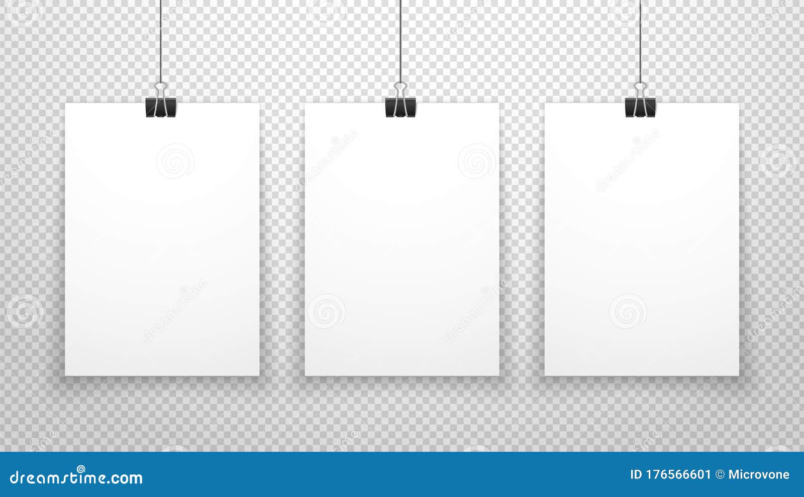 White Posters Hanging On Binder Poster Mockup Vector Mock Up Blank Paper  Hanging On Office Clip Paper Gallery Set On White Background Vertical And  Horizontal Template Sheet Stock Illustration - Download Image