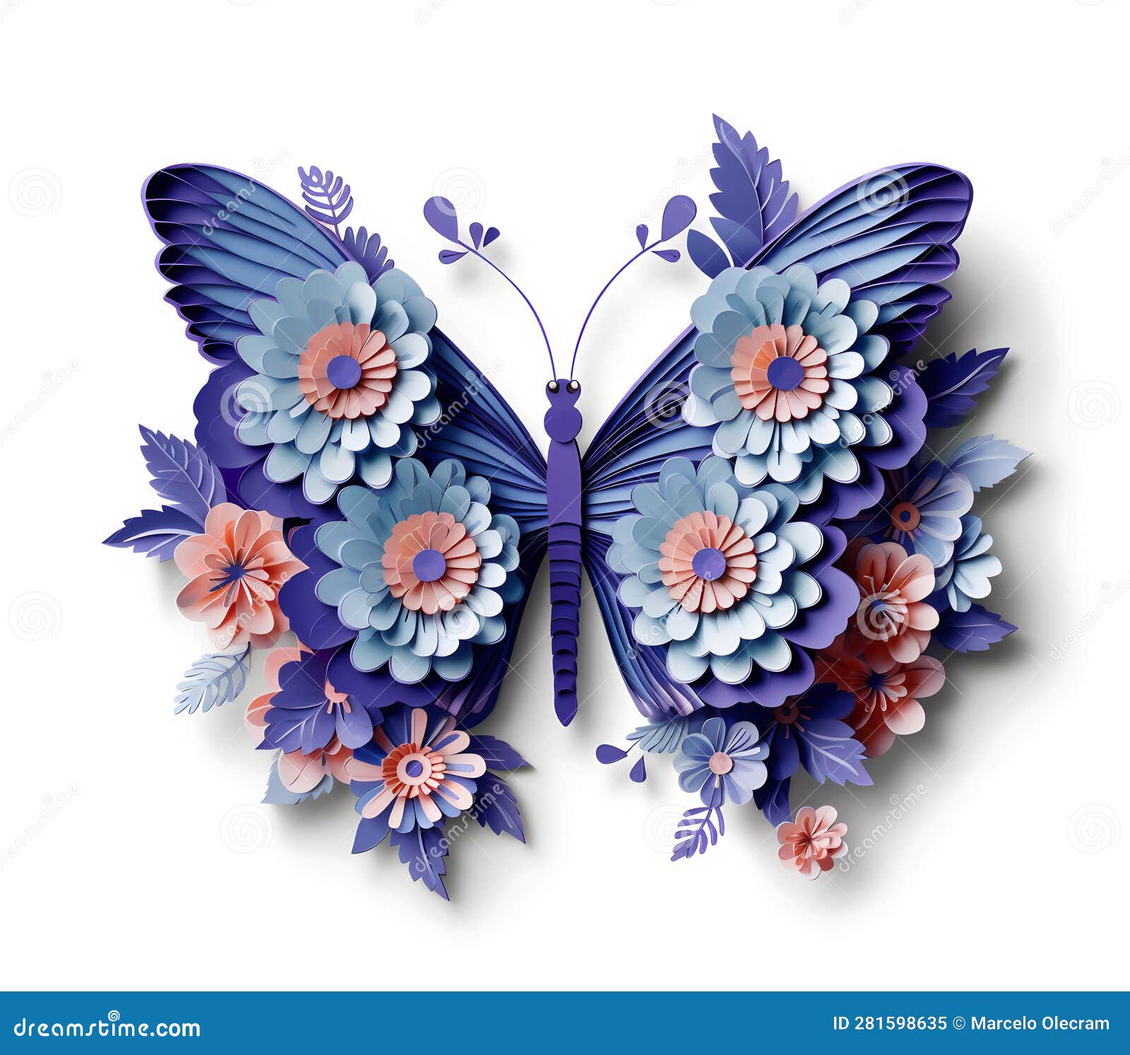 Premium AI Image  Paper craft butterfly animal quilling patterns art  painting illustration AI Generated image