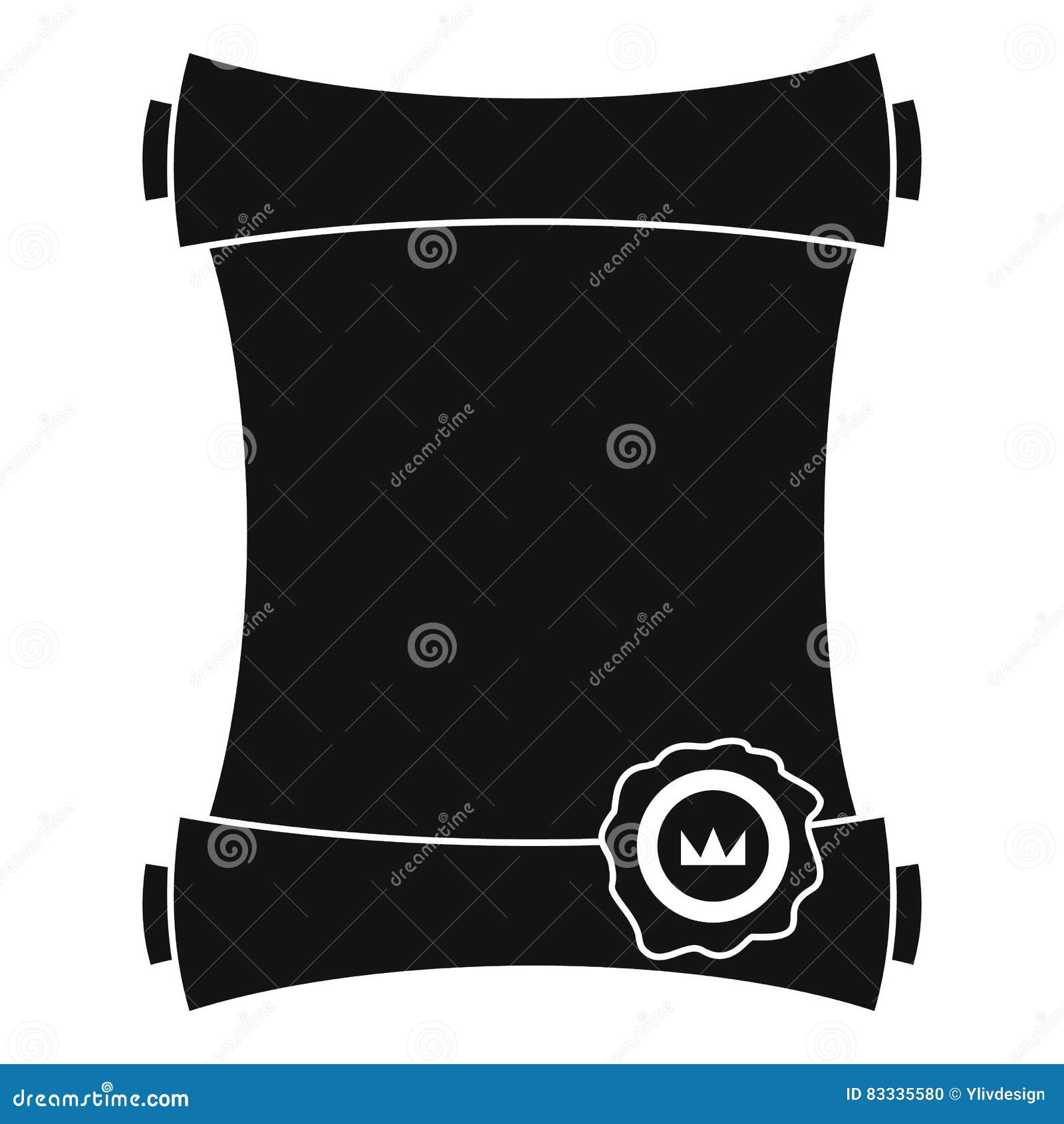 Paper Scroll with Wax Seal Icon, Simple Style Stock Vector