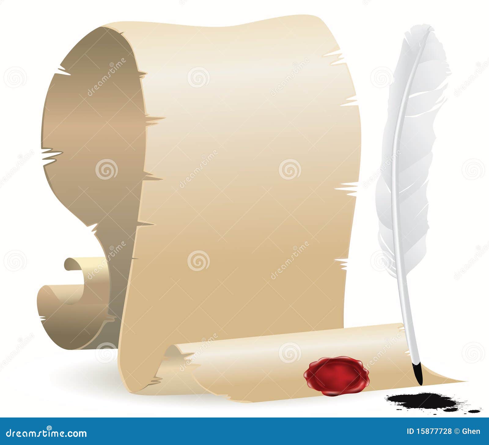 Paper with seal and quill stock vector. Illustration of antique 15877728
