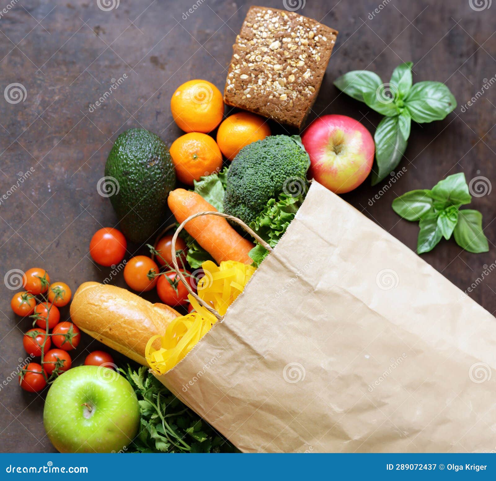 Shopping bag full of food stock image. Image of background 289072437