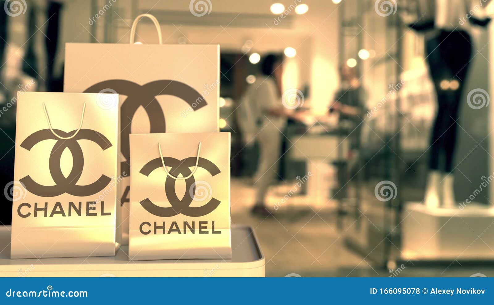 Shopping Bags with Chanel Logo. Editorial Shopping Related 3D Rendering  Editorial Stock Photo - Image of buyer, entrance: 166095078