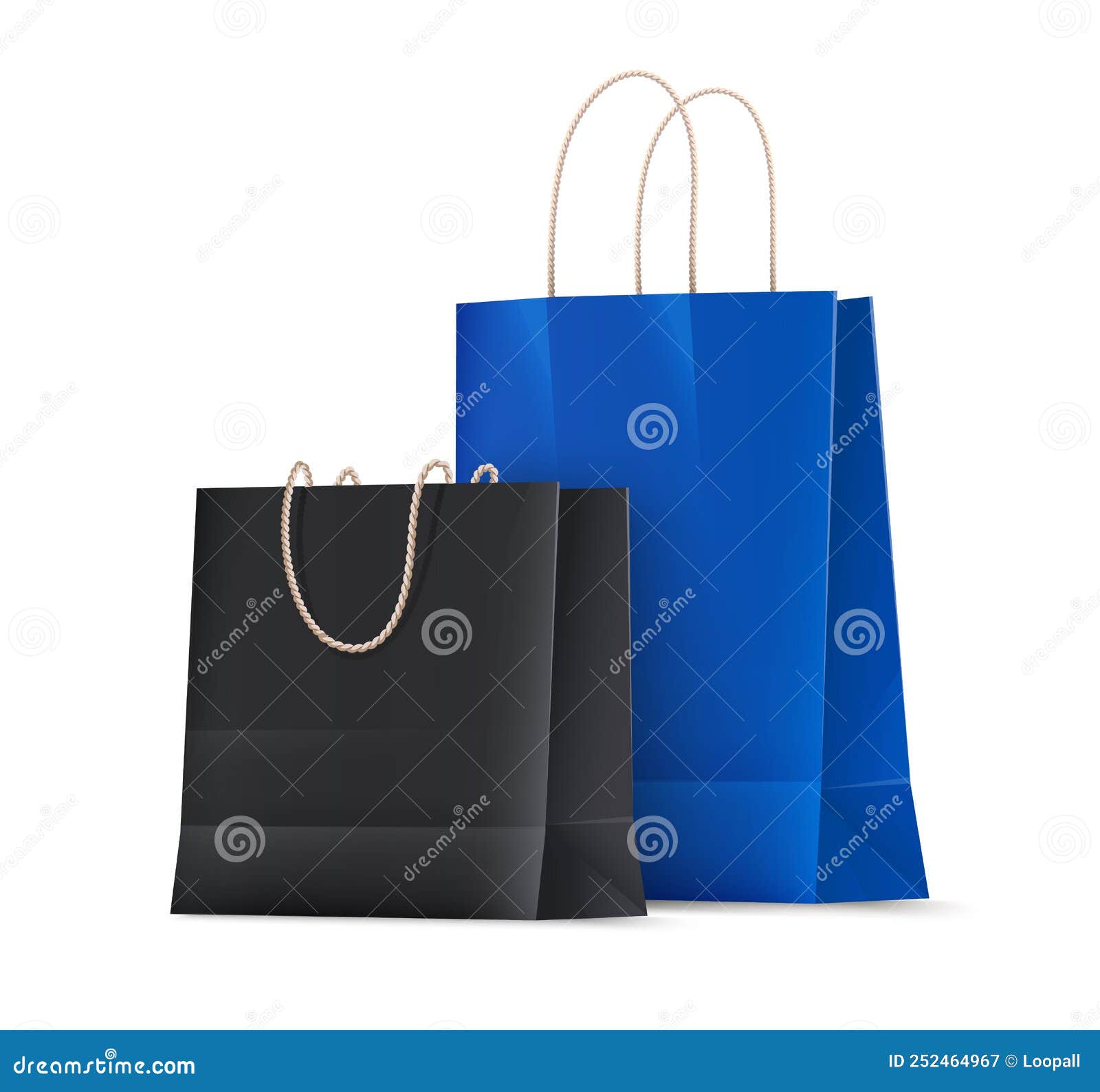 Paper Shopping Bags Isolated Realistic Vector Stock Vector ...