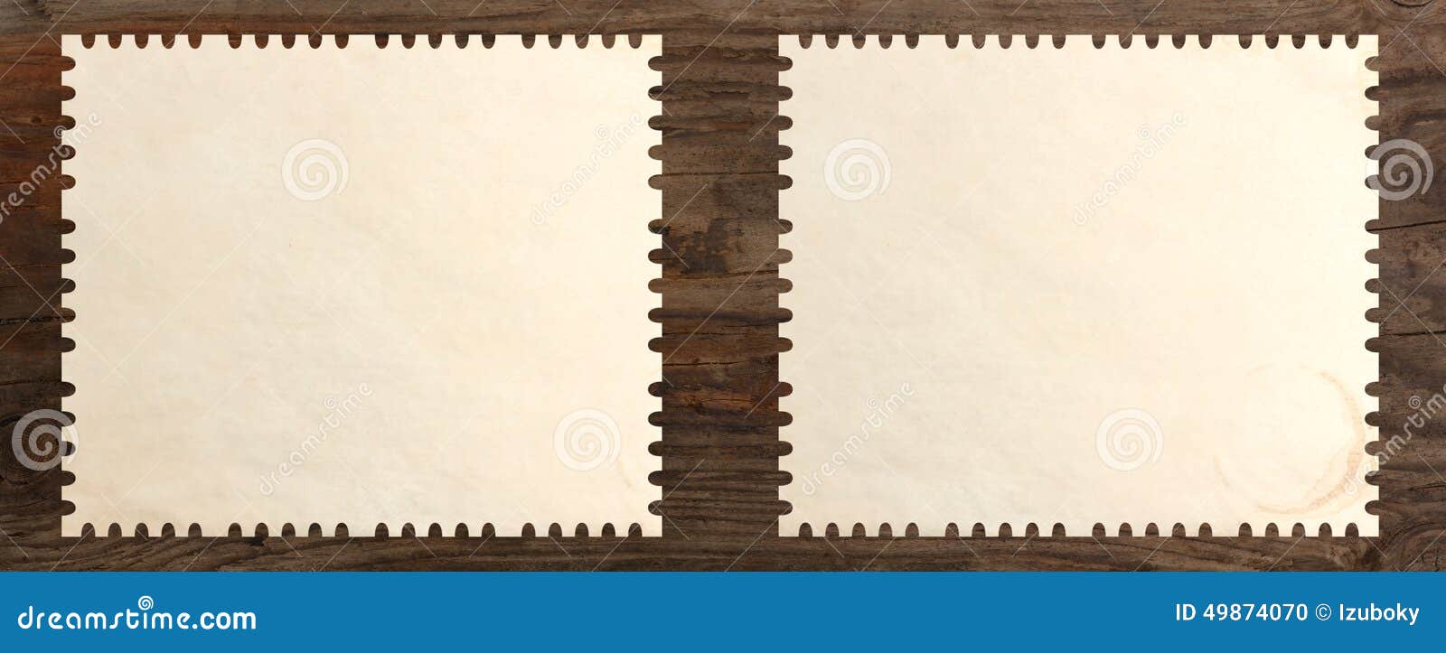 Paper Stamp Blank Set Old Wooden Table Stock Photo Image of postal