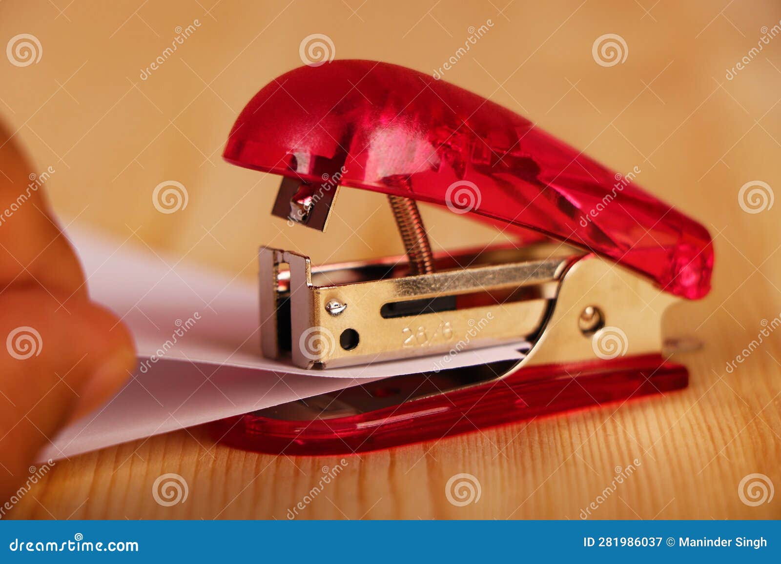Paper stapler stock image. Image of label, black, brown 281986037